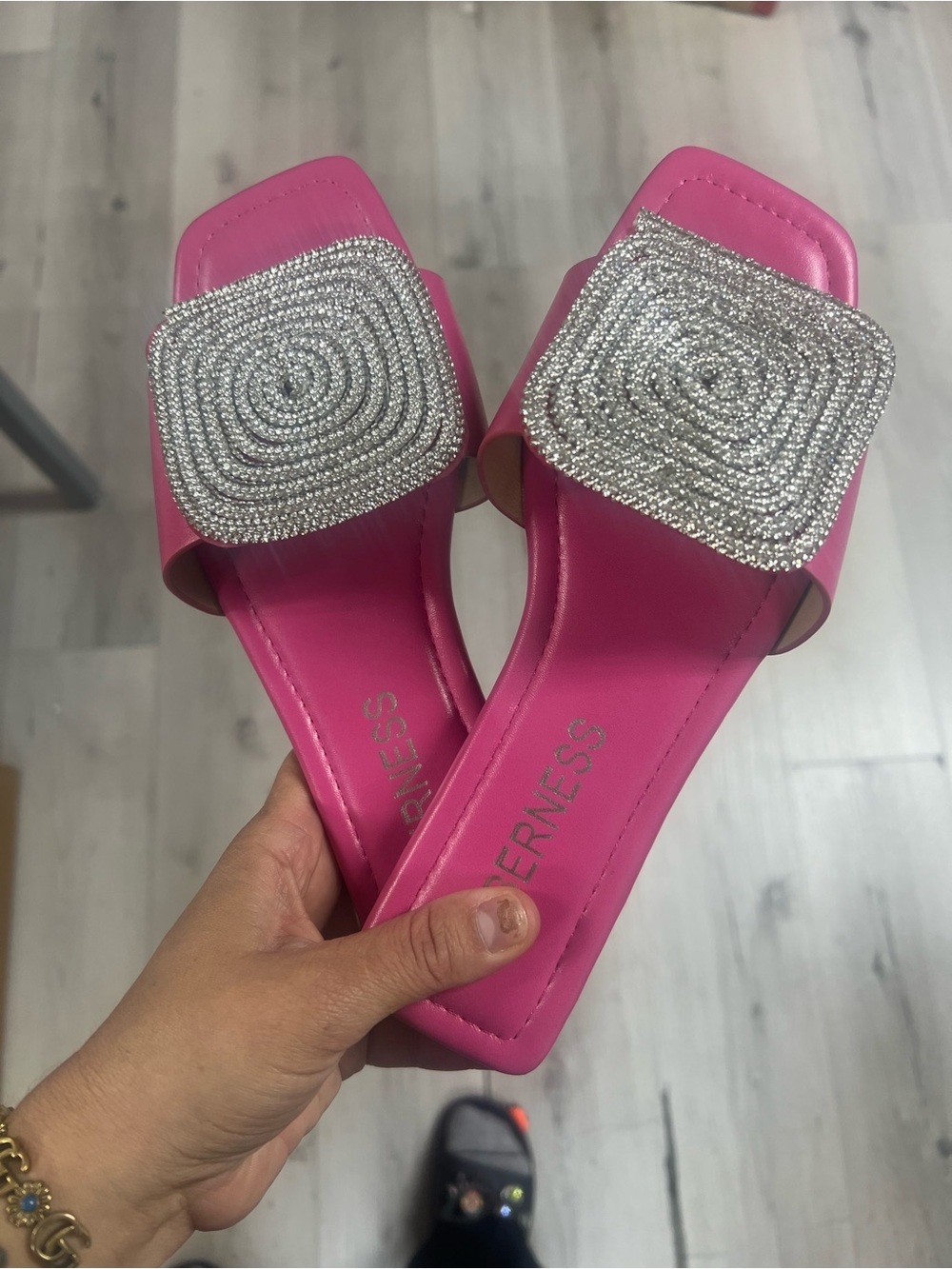Fuchsia Embellished Slide Sandals by Unknown Brand - Picture 5 of 5